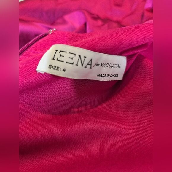 Mac Duggal 26675 Side Twist Long Sleeve Satin Midi Dress NWOT sz 4 Magenta Pink - Picture 6 of 6